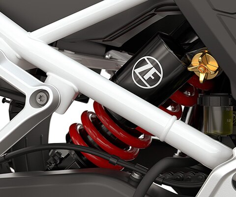 The adjustable suspension strut is part of the Enduro Pro package of the F 900 GS from BMW Motorrad.
