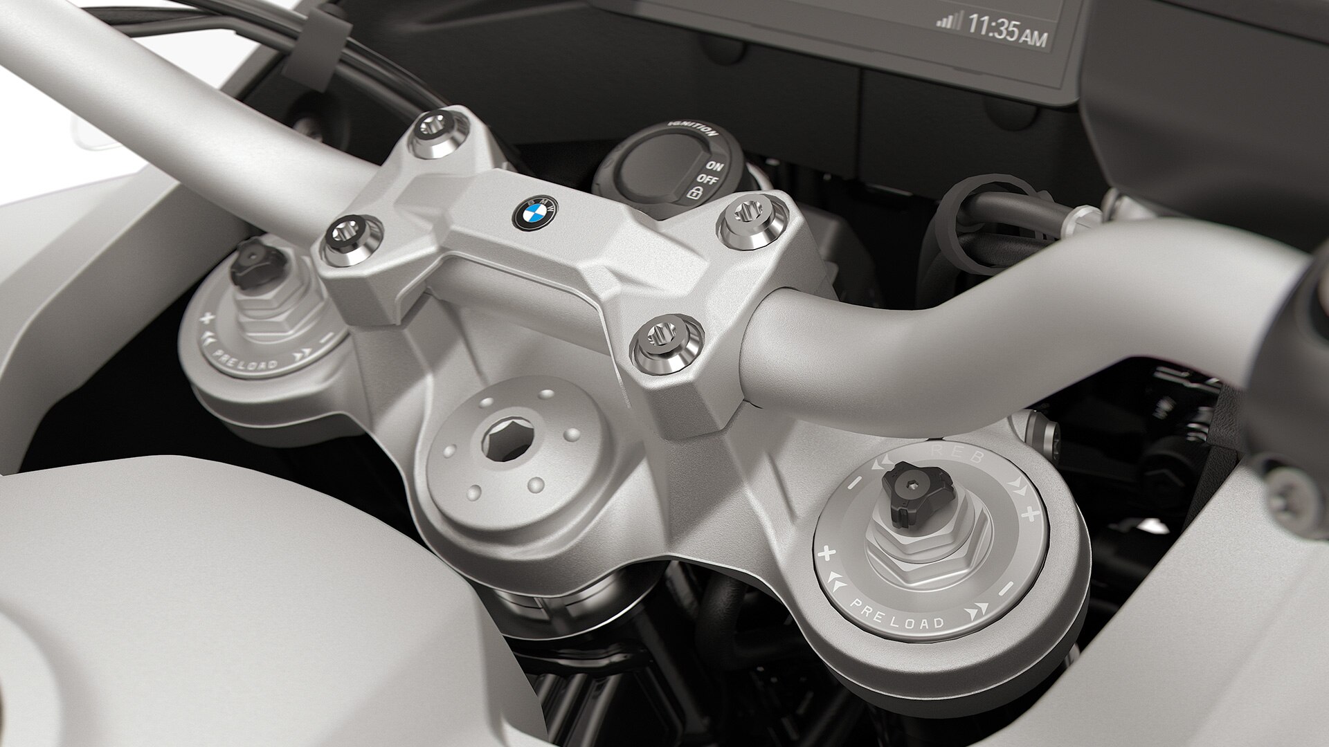 The adjustable fork of the F 900 GS Adventure from BMW Motorrad