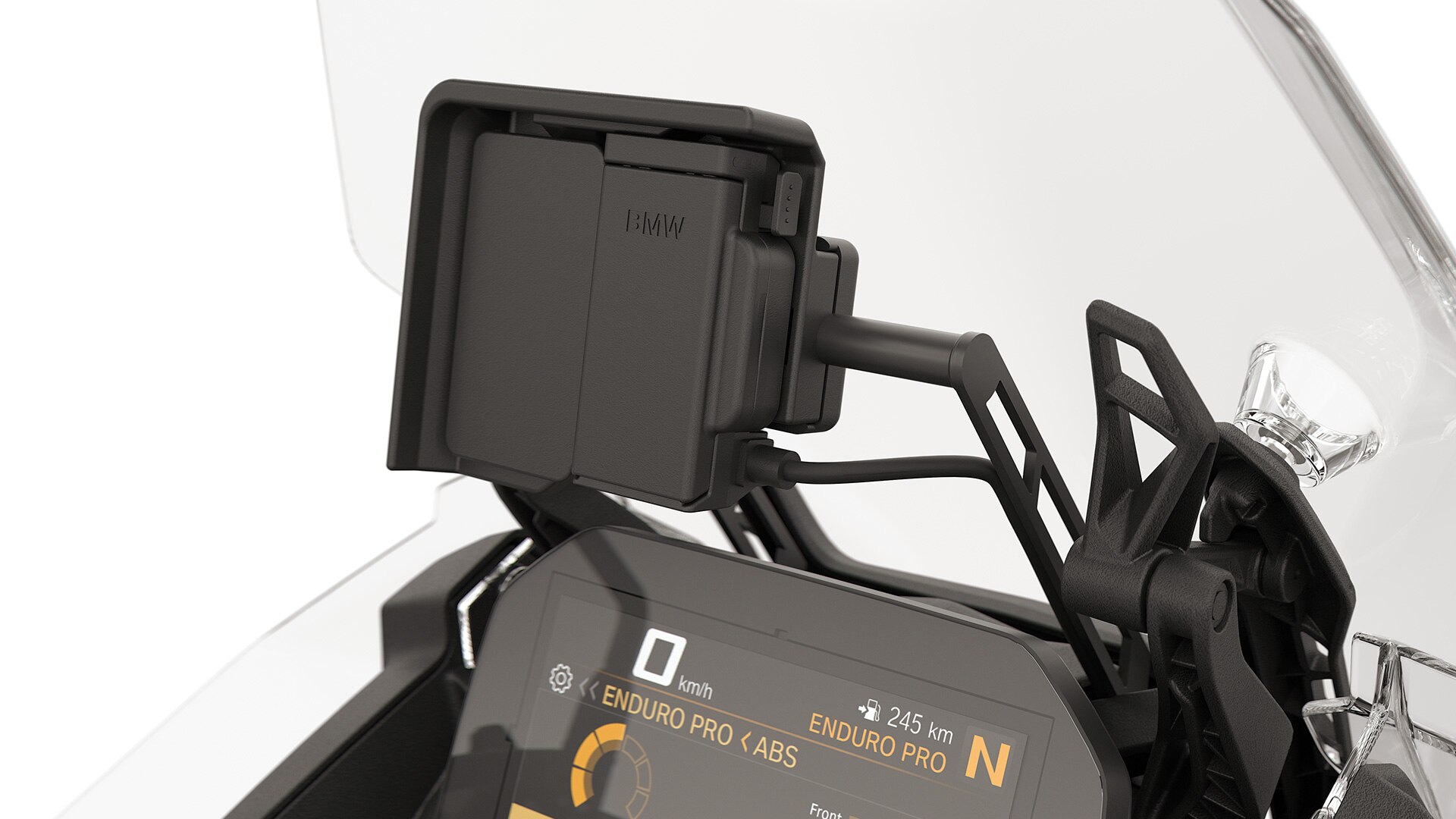The preparation for the navigation device of the F 900 GS Adventure