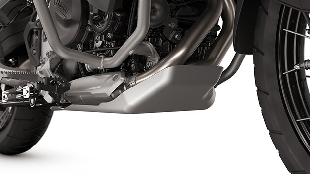 The standard aluminium underride guard of the F 900 GS Adventure by BMW Motorrad