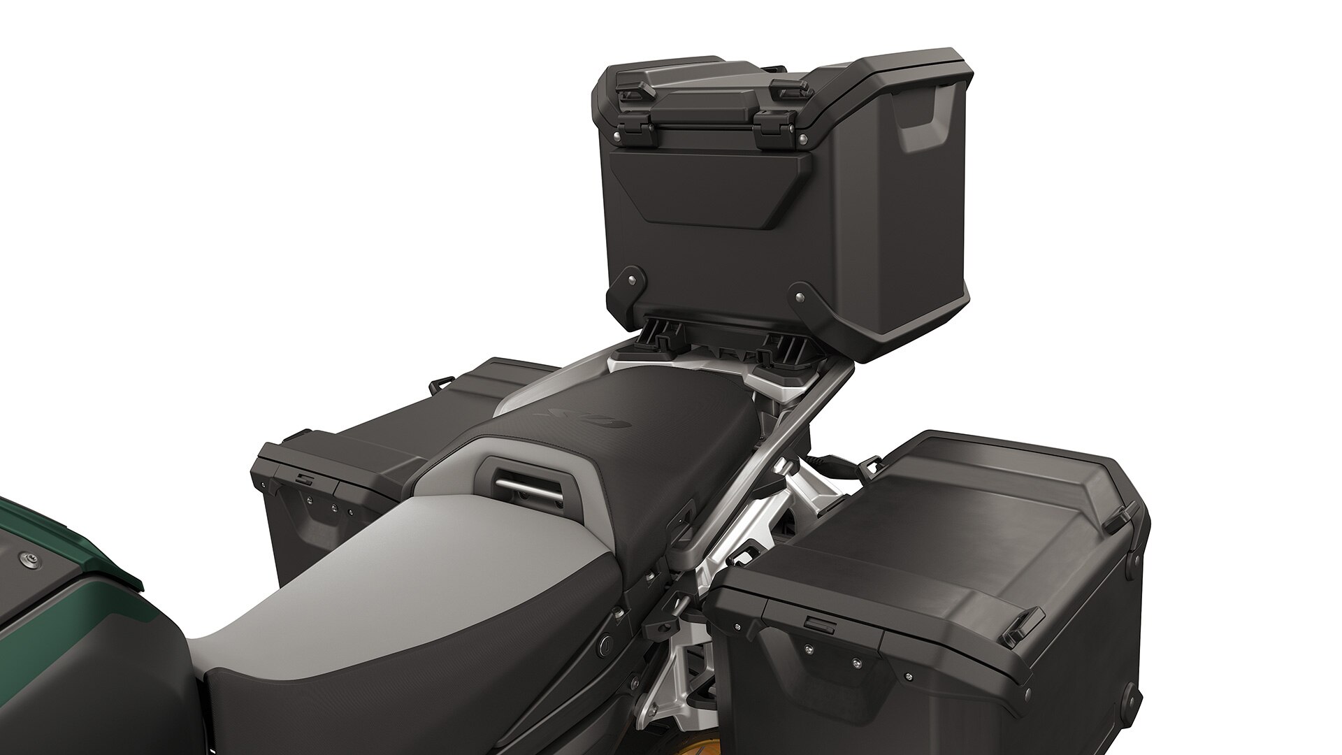 Luggage carrier and case holder, incl, black aluminium case and black topcase