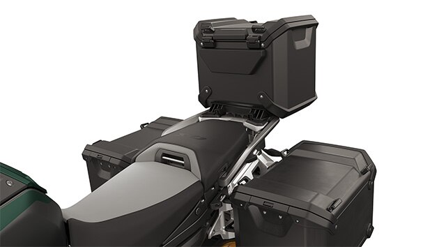 Luggage carrier and case holder, incl, black aluminium case and black topcase