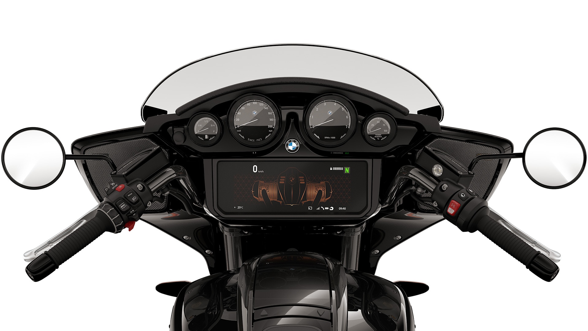 The cockpit boasts the analogue round instruments and the TFT display.