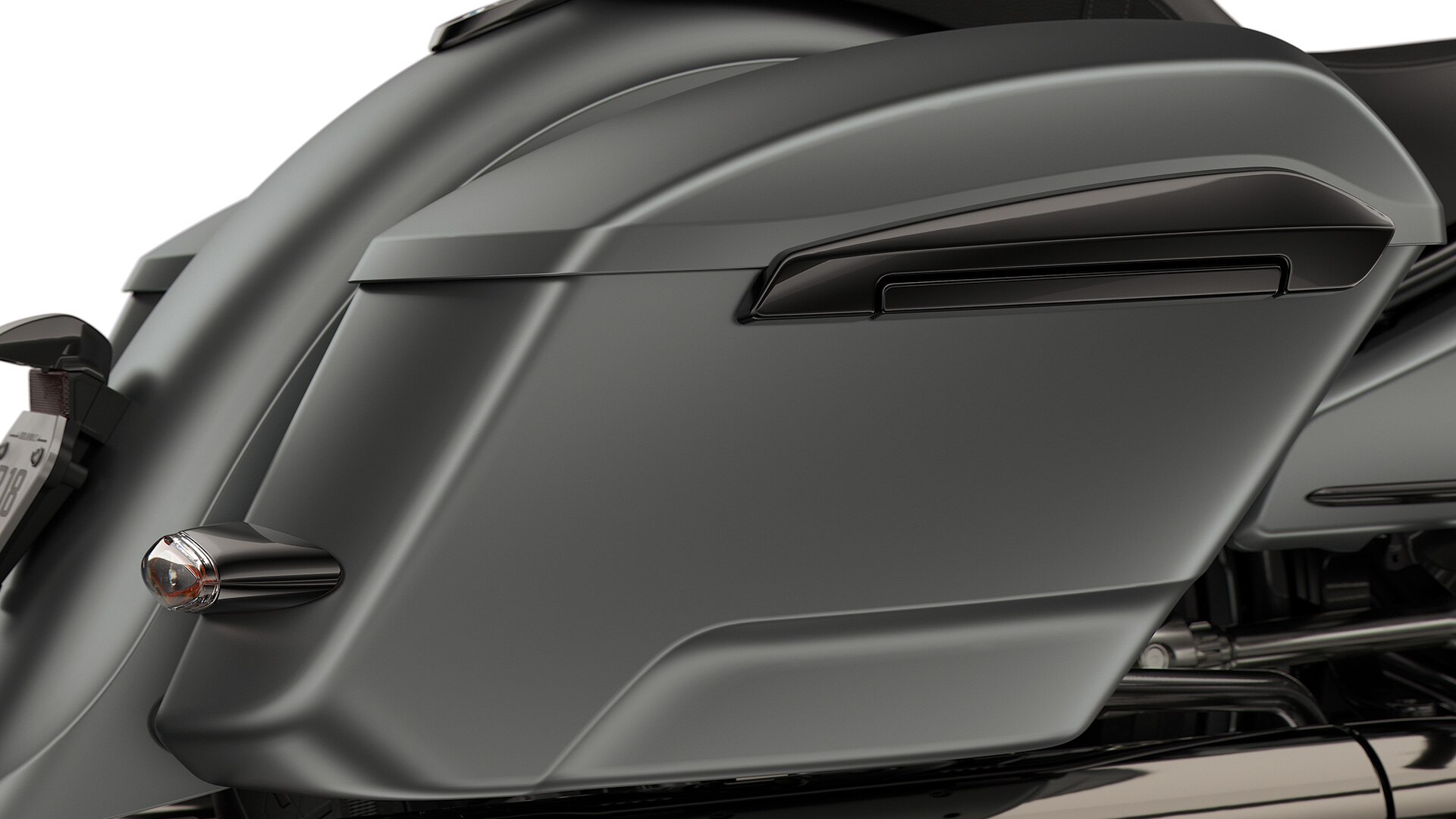 Detailed image of the side case of the R 18 Roctane from BMW Motorrad