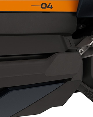 Integrated side stand of the BMW CE 04.
